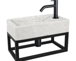 Differnz Handwaschbecken Hura L 40 x 22 cm Marmor weiß