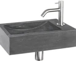 Differnz Handwaschbecken Hura L 40 x 22 cm Naturstein grau