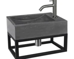 Differnz Handwaschbecken Hura L 40 x 22 cm Naturstein grau