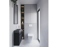Differnz Handwaschbecken Hura L 40 x 22 cm Naturstein grau