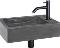 Differnz Handwaschbecken Hura L 40 x 22 cm Naturstein grau