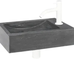 Differnz Handwaschbecken Hura L 40 x 22 cm Naturstein grau