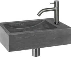 Differnz Handwaschbecken Hura L 40 x 22 cm Naturstein grau