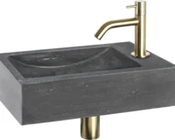 Differnz Handwaschbecken Hura L 40 x 22 cm Naturstein grau