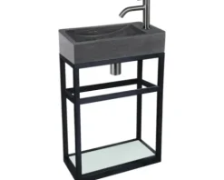 Differnz Handwaschbecken Hura L 40 x 22 cm Naturstein grau