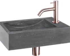Differnz Handwaschbecken Hura L 40 x 22 cm Naturstein grau
