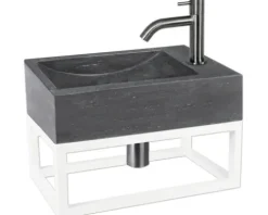Differnz Handwaschbecken Hura L 40 x 22 cm Naturstein grau