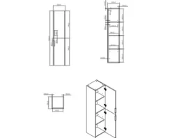 Differnz Hochschrank Bolo BxHxT 35 x 160 x 35 cm grün