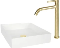Differnz Waschtischarmatur für Aufsatzwaschbecken gold matt 30.414.14