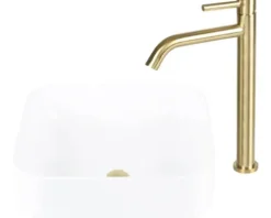 Differnz Waschtischarmatur für Aufsatzwaschbecken gold matt 30.414.14