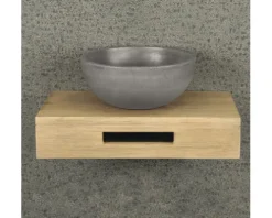 Differnz Waschtisch-Set HURA L Waschbecken 28 cm Beton und Ablage 40 cm in Eiche 38.006.18