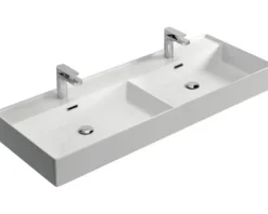 Doppelbadmöbel Sanox Maxx XL BxHxT 121 x 183 x 45,5 cm Frontfarbe beton anthrazit mit Waschtisch Keramik weiß 81736641