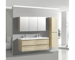 Doppelwaschbecken mit Unterschrank Differnz RENO BxHxT 120x55x45 cm Frontfarbe eiche 36.026.34