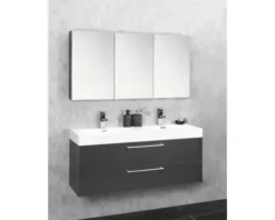 Doppelwaschbecken mit Unterschrank Differnz SOMERO BxHxT 120x54x38 cm Frontfarbe anthrazit 36.104.81
