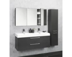 Doppelwaschbecken mit Unterschrank Differnz SOMERO BxHxT 120x54x38 cm Frontfarbe anthrazit 36.104.81