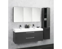Doppelwaschbecken mit Unterschrank Differnz SOMERO BxHxT 120x54x38 cm Frontfarbe anthrazit 36.104.81