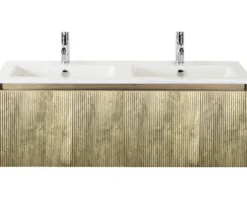 Doppelwaschbecken mit Unterschrank Sanox FROZEN 3D BxHxT 121x42x46 cm Frontfarbe french oak 75740463