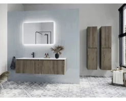 Doppelwaschbecken mit Unterschrank Sanox FROZEN 3D BxHxT 121x42x46 cm Frontfarbe french oak 75740463