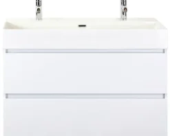 Doppelwaschbecken mit Unterschrank Sanox MAXX XL BxHxT 101x73x45.5 cm Frontfarbe weiss 81735501