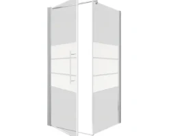 Drehtür inkl. Seitenwand Schulte Galaxy 90x90 cm Anschlag links Dekor Depoli Light Profilfarbe aluminium