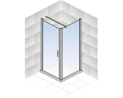 Drehtür inkl. Seitenwand Schulte Galaxy 90x90 cm Anschlag links Dekor Depoli Light Profilfarbe aluminium