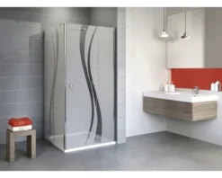 Drehtür inkl. Seitenwand Schulte Alexa Style 2.0 80x80 cm Dekor Liane Profilfarbe chrom