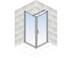 Drehtür inkl. Seitenwand Schulte Galaxy 90x90 cm Anschlag rechts Dekor Depoli Light Profilfarbe aluminium
