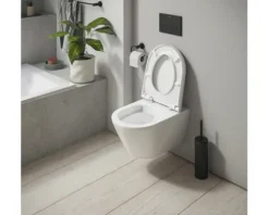 DURAVIT Wand-WC Set D-Code Tiefspüler spülrandlos weiß glänzend mit WC-Sitz mit Absenkautomatik und leicht abnehmbar 49030900B2