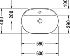 DURAVIT Aufsatzwaschbecken Luv 60 x 40 cm weiß glänzend mit nicht verschließbarem Ablaufventil 0380600000