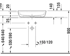DURAVIT Aufsatzwaschbecken Luv 60 x 40 cm weiß glänzend mit nicht verschließbarem Ablaufventil 0380600000