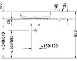 DURAVIT Aufsatzwaschbecken Luv 60 x 40 cm weiß glänzend mit nicht verschließbarem Ablaufventil 0379600000