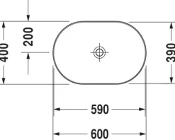 DURAVIT Aufsatzwaschbecken Luv 60 x 40 cm weiß glänzend mit nicht verschließbarem Ablaufventil 0379600000