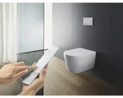 DURAVIT Dusch-WC Set Starck f Lite Tiefspüler ohne Spülrand mit hygienedusche weiß glänzend mit WC-Sitz 650001012004310