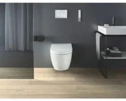 DURAVIT Dusch-WC Set Starck f Lite Tiefspüler ohne Spülrand mit hygienedusche weiß glänzend mit WC-Sitz 650001012004310