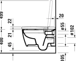 DURAVIT Dusch-WC Set Starck f Lite Tiefspüler ohne Spülrand mit hygienedusche weiß glänzend mit WC-Sitz 650001012004310