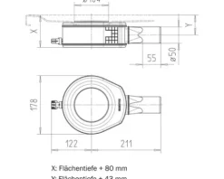 Duschablauf Kaldewei KA 90 waagerecht Mod. 4103 mit Haarfangsieb Deckel chrom 687772560999