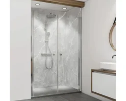 Duschrückwand BREUER Marmoroptik Seidenmatt Grau, Weiß 255 x 100 cm 9482546000203