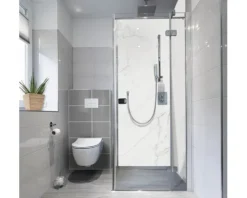 Duschrückwand-Folie mySpotti Fresh Marmor White 210 x 100 cm