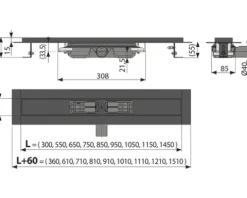 Duschrinne APZ101 LOW 300 mm schwarz-matt RAL9005