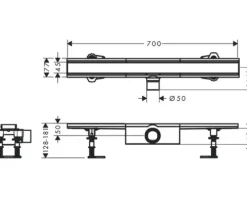 Duschrinne hansgrohe RainDrain Compact 700 mm edelstahl gebürstet 56176800