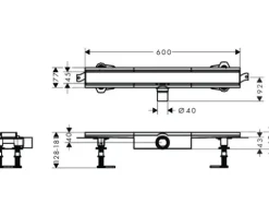 Duschrinne hansgrohe RainDrain Compact 600 mm für flache Installation edelstahl gebürstet 56162800