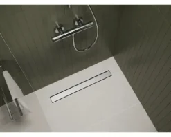 Duschrinne hansgrohe RainDrain Go 500 mm für flache und Standard Installation edelstahl gebürstet rückseitig befliesbar 56270800