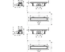 Duschrinne hansgrohe RainDrain Go 500 mm für flache und Standard Installation edelstahl gebürstet rückseitig befliesbar 56270800