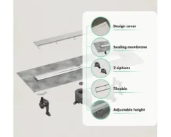 Duschrinne hansgrohe RainDrain Go 500 mm für flache und Standard Installation edelstahl gebürstet rückseitig befliesbar 56270800
