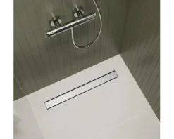 Duschrinne hansgrohe RainDrain Go 500 mm für flache und Standard Installation edelstahl gebürstet rückseitig befliesbar 56270800