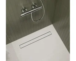Duschrinne hansgrohe RainDrain Go 500 mm für flache und Standard Installation edelstahl gebürstet rückseitig befliesbar 56270800