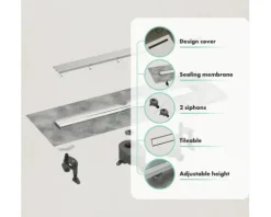 Duschrinne hansgrohe RainDrain Go 500 mm für flache und Standard Installation schwarz matt rückseitig befliesbar 56270670