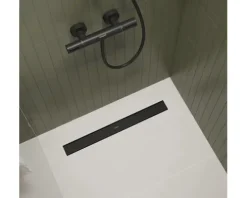 Duschrinne hansgrohe RainDrain Go 500 mm für flache und Standard Installation schwarz matt rückseitig befliesbar 56270670
