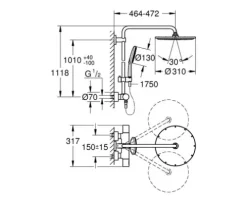 Duschsäule inkl. Thermostat GROHE Rainshower 310 chrom glänzend 27966001
