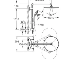 Duschsäule inkl. Thermostat GROHE Euphoria System 310 warm sunset gebürstet 26075DL0